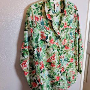 "stars above" Green/Red  floral, XXL Flanel Pajamas